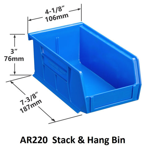 AR220 Pack of 24 Stack & Hang Parts Bins|AR220 Caja de 24 Recipientes para piezas, para apilar o colgar