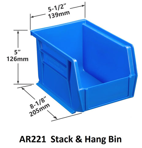 AR221 Pack of 12 Stack & Hang Parts Bins|AR221 Caja de 12 Recipientes para piezas, para apilar o colgar
