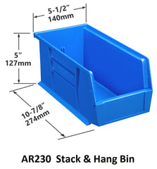 AR230 Pack of 12 Stack & Hang Parts Bins
