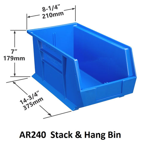 AR240 Pack of 6 Stack & Hang Parts Bins