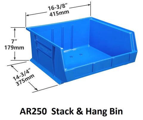 AR250 Pack of 6 Stack & Hang Parts Bins|AR250 Caja de 6 Recipientes para piezas, para apilar o colgar