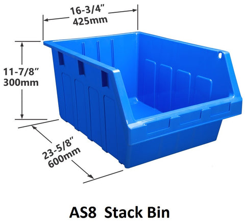 AS8 Pack of 6 Stack & Hang Parts Bins|AS8 Caja de 6 Recipientes para piezas, para apilar o colgar